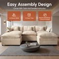 thumbnail image 6 of Ovios 108" Modular Sectional Sofa U-Shaped Cloud Couch with 2 Ottomans, Comfy Living Room Furniture, Chenille, Camel, 6 of 10