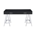thumbnail image 3 of Newboti Furniture Coleen Black High Gloss & Chrome Finish Writing Desk W/USB 83733, 3 of 11