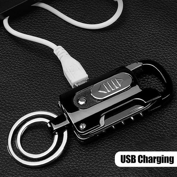 AVEKI Multifunction Keychain Lighter, Rechargeable Keychain Lighter Portable, Windproof Waterproof Flashlight Electric Lighter, with Keychain,Opener,Paring Knife,Flashlight 0601M