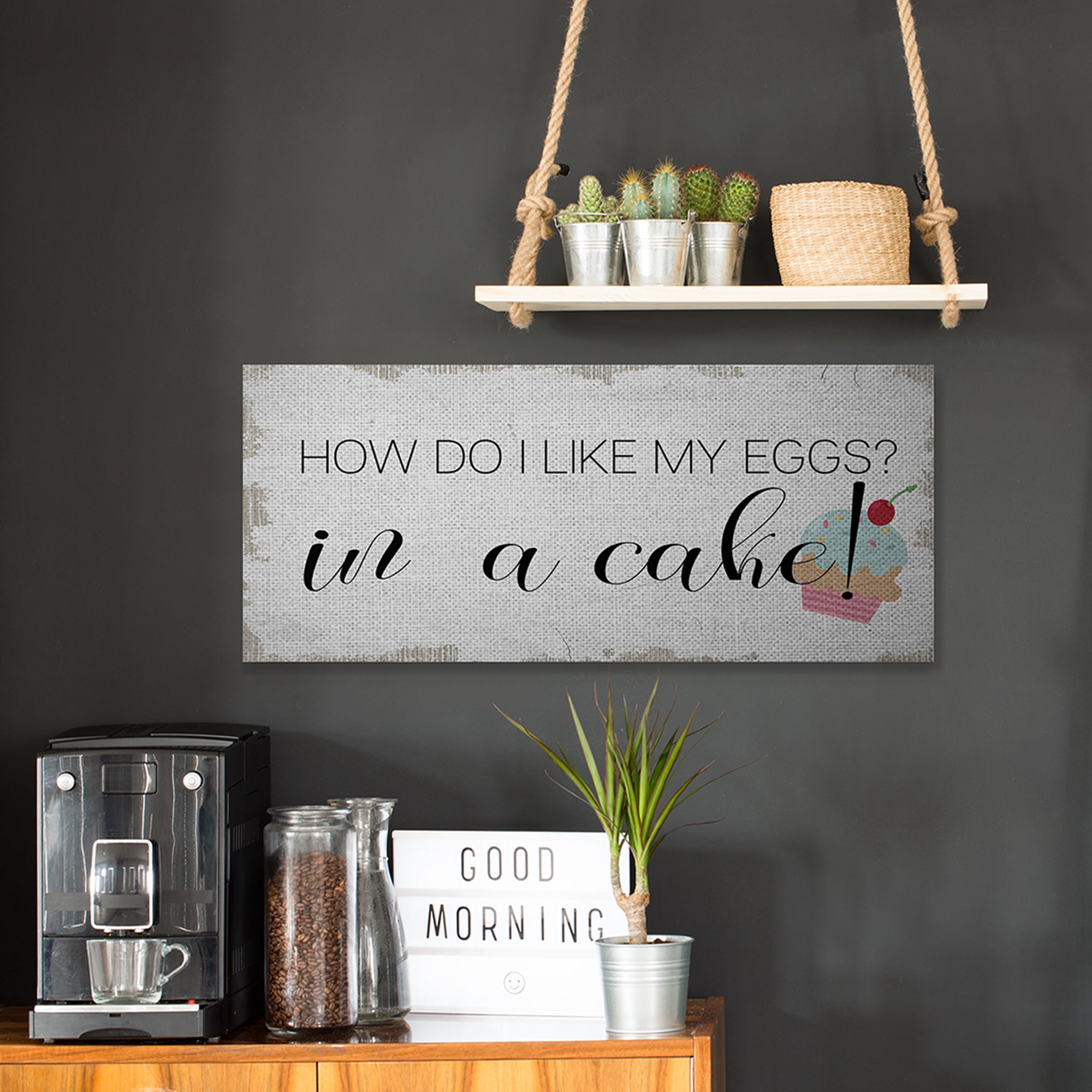 Stupell Industries Like My Eggs in Cake Funny Quote Cupcake Canvas Wall Art by Daphne Polselli