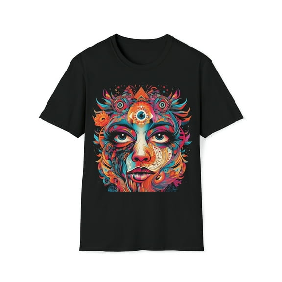 Woman Floral Third Eye Unisex Softstyle T-Shirt Boho Native American Style