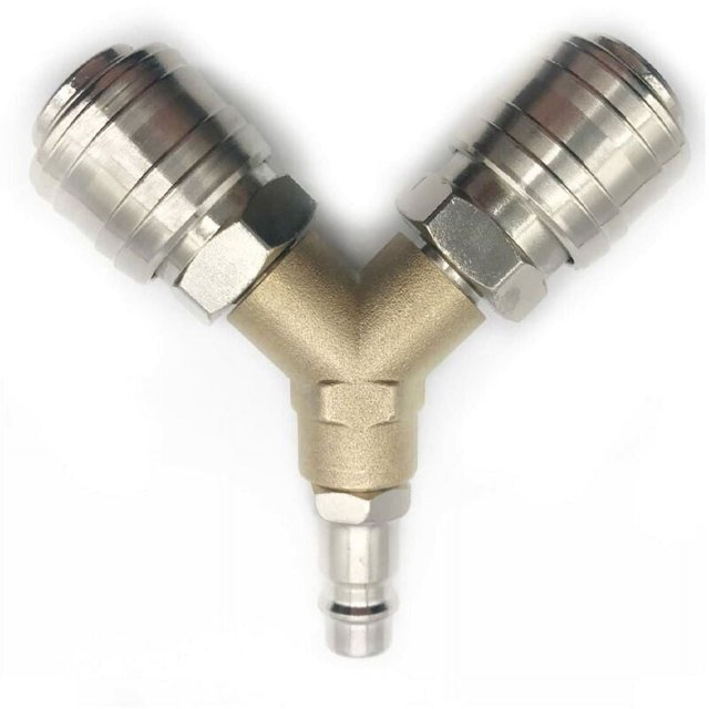 Conexión de compresor, distribuidor de aire comprimido, conexión de aire comprimido de 1/4, conector de aire comprimido de liberación rápida de 3 vías con distribuidor en Y con rosca macho