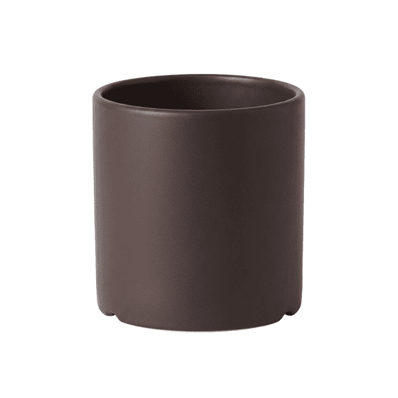 Bamworld Ceramic Plant Pot 02, Straight Cylinder Planter, Dark Coffee Flower Pot, 6.5 Inch Decorative Planter for Indoor Succulent Herb Houseplants