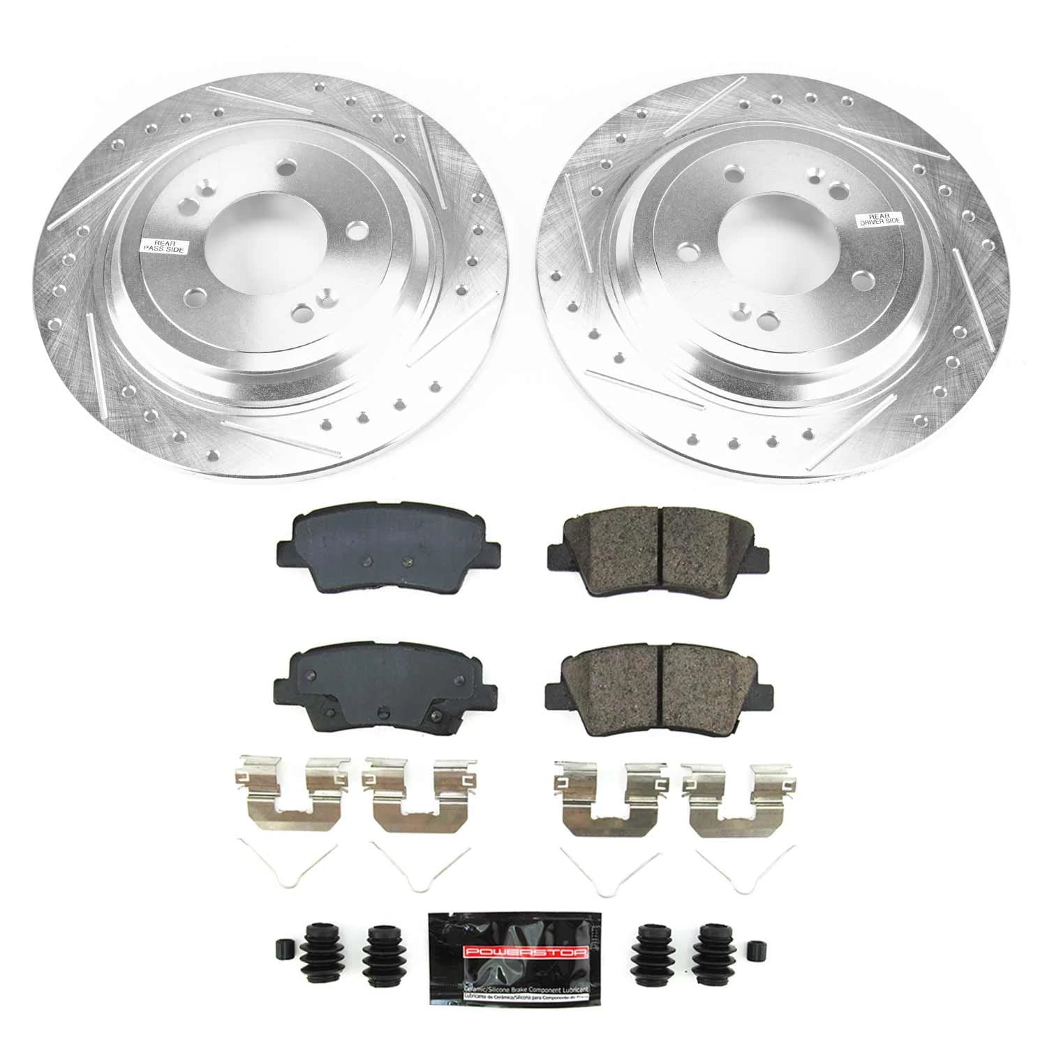 PowerStop Rear Z23 Evolution Sport Carbon-Fiber Ceramic Brake Pad and Drilled & Slotted Rotor Kit Fits: HYUNDAI Select Models K8619