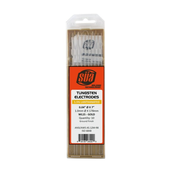 SÜA - 1.5% Lanthanated Tungsten Electrode - TIG - 0.04" x 7" Gold (10 PACK)