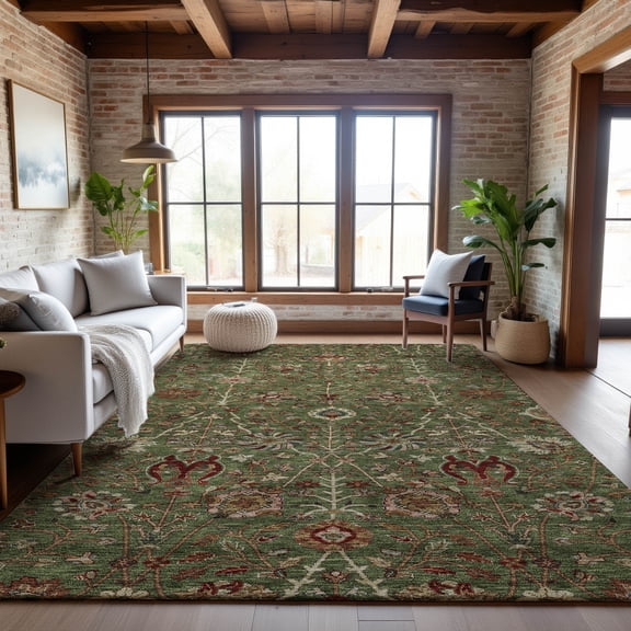 Addison Rugs Mayfield Premium Machine Washable Transitional Floral Fern Rectangle Rug, 8' x 10'