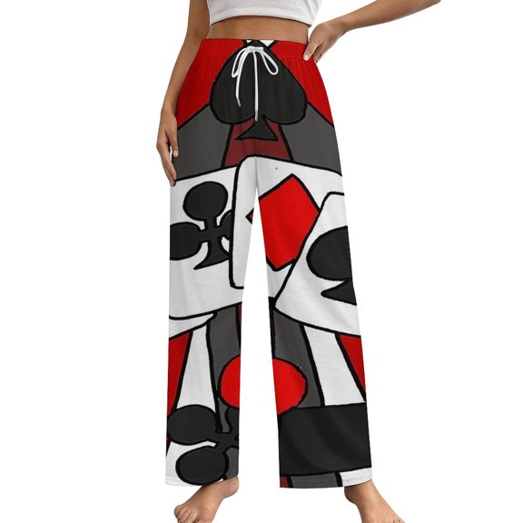 Artistic Fun Playing Cards Abstract Art Women's Pajamas Pajama Pants Women's Sleepwear Lounge Sleep Bottoms Stretch with Pockets