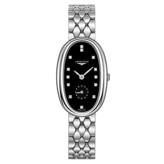 Longines Symphonette Stainless Steel Black Dial Diamonds Quartz Womens Watch L23074576