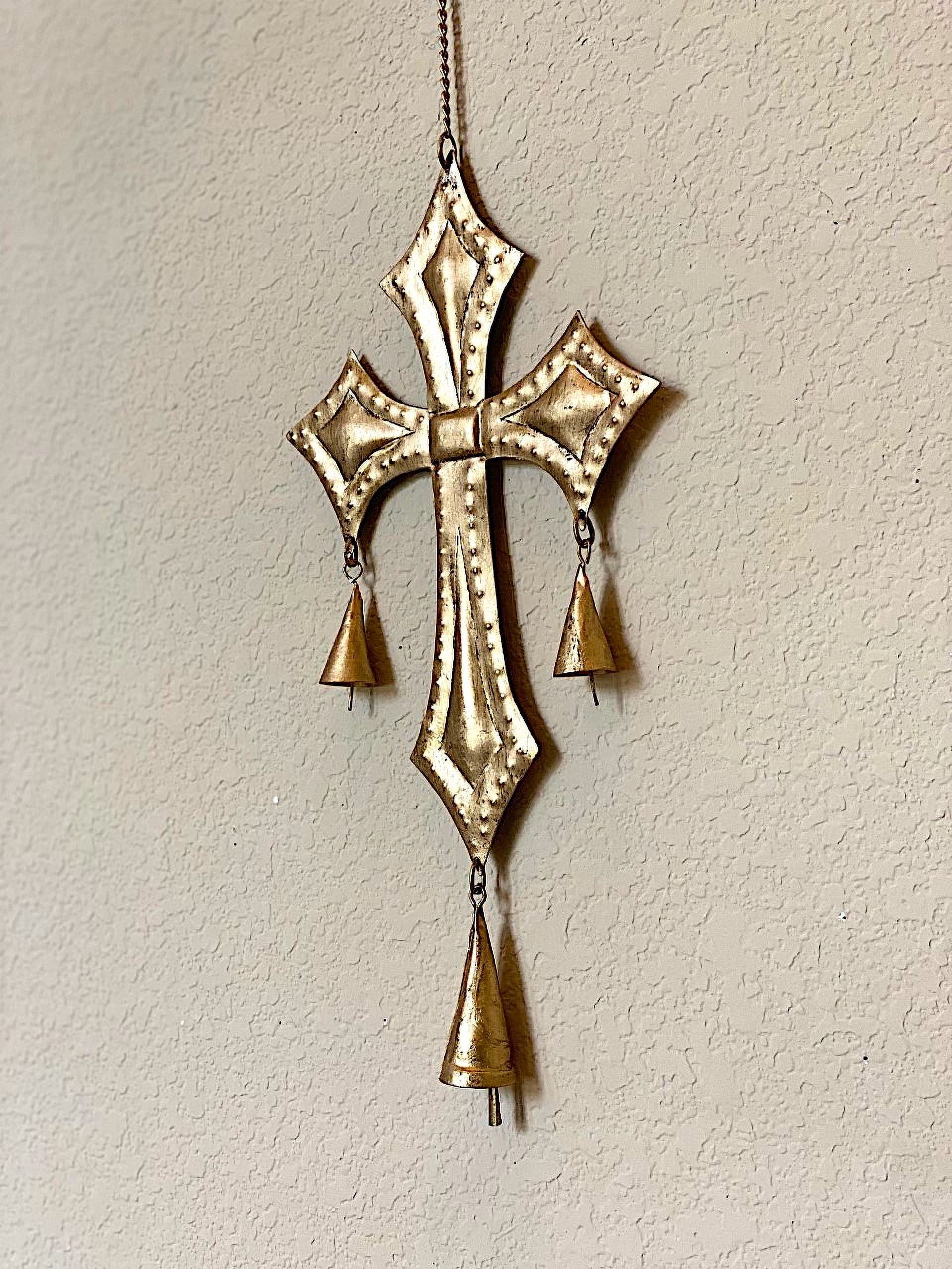 Metrotex Designs 62052 Santa Clara Cross Wind Chime, Burnished Gold