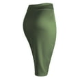 thumbnail image 3 of Made by Johnny Women's Elastic Waist Stretch Bodycon Midi Pencil Skirt Below Knee XXL OLIVE, 3 of 6