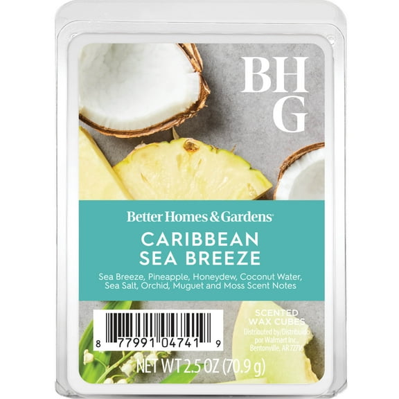 Caribbean Sea Breeze Scented Wax Melts, Better Homes & Gardens, 2.5 oz (1-Pack)