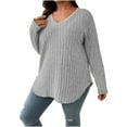 thumbnail image 5 of DAFPZW Women Pullover Tunic Tops Plus Size Casual Knit V Neck Lightweight Long Sleeve Sweaters, 5 of 7