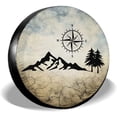 thumbnail image 2 of cozipink Nature Mountain Compass Spare Tire Cover Wheel Protectors Weatherproof Universal for Trailer Rv SUV Truck, 2 of 5