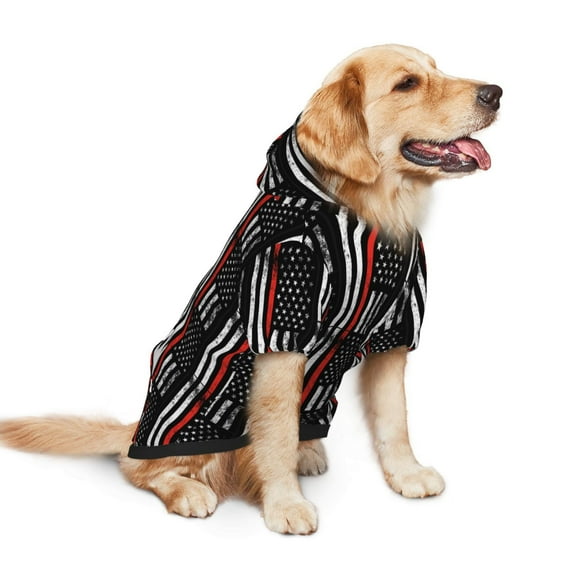 Dog Hoodie Pet Clothes Firefighter Firefighting Flag Sweater Sweatshirts Pullover Coat for Large Medium Dogs Small