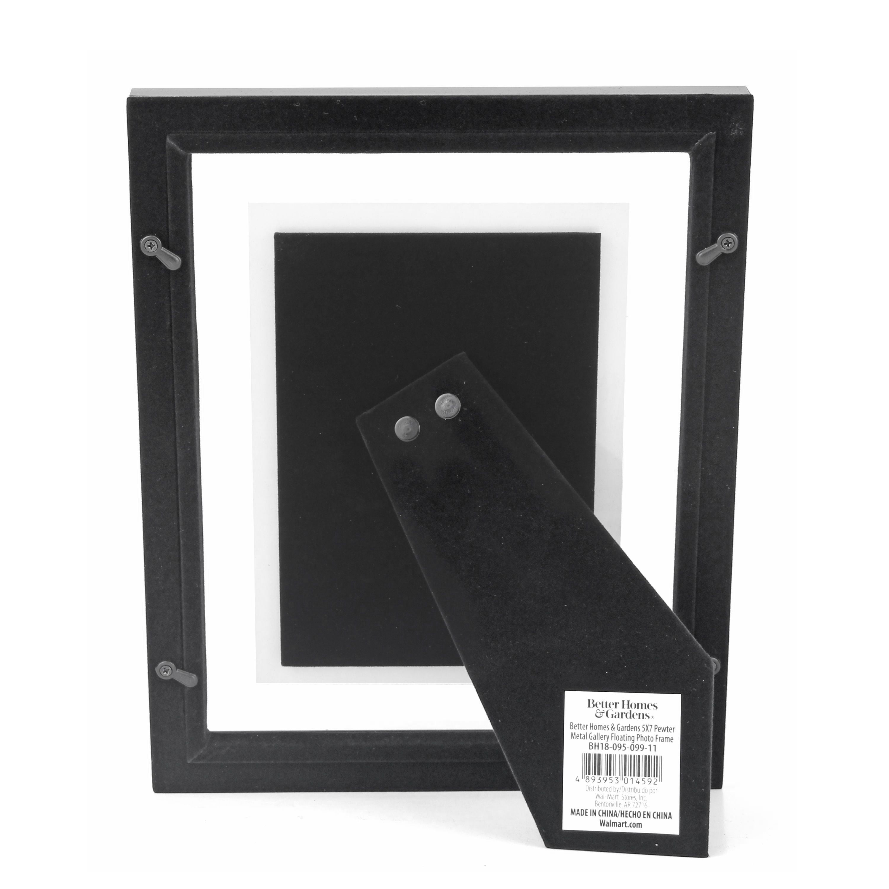 Better Homes & Gardens 5" x 7" Rectangle Metal Tabletop Floating Picture Frame, Silver