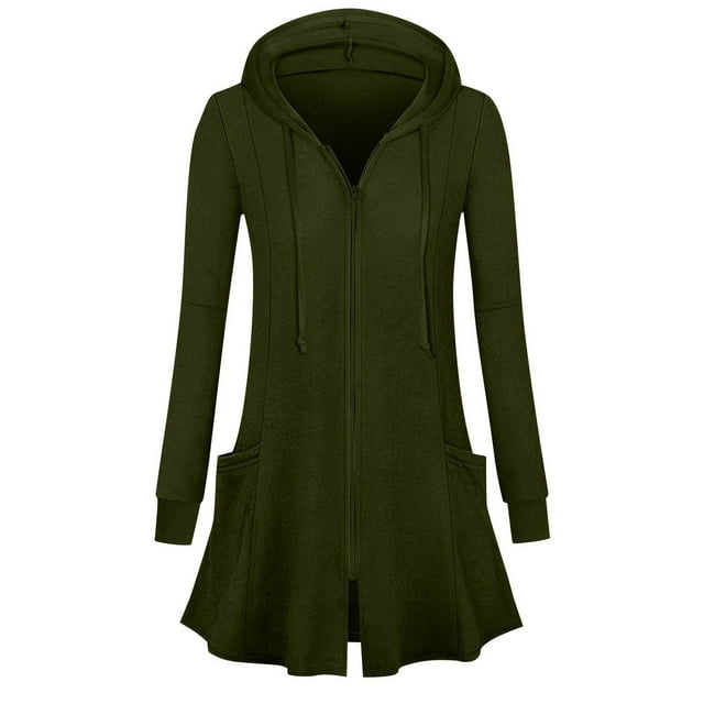 Women's Fleece Hoodie, Long Sleeve Open Front Cardigan, Loose Fit Soft Sweatshirt With Pocket