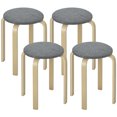 thumbnail image 1 of HOMCOM Tabourets Ronds Empilables Ensemble de 4 avec Siège Rembourré pour Cuisine, Gris, 1 of 10