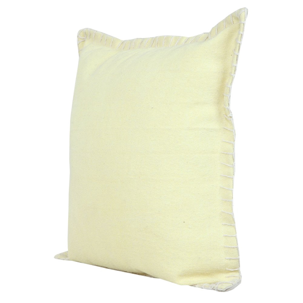 Laddha Home Designs Handwoven Solid Flanged Border Throw Pillow - 20" - Yellow - Set of 2