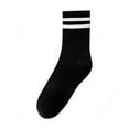 thumbnail image 4 of Calcetines de mujer con diseño de tiburón, de tubo, de barras paralelas, en blanco y negro y gris, de algodón puro, informales, deportivos, 4 of 4