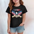 thumbnail image 2 of mgoYE 4th of July Shirt Girls Boys 250 Years American Anniversary Shirt American Flag Stars Fireworks Graphic Tee Tops 250th Anniversary USA Shirt Crew Neck(Black,2-3 Years), 2 of 5
