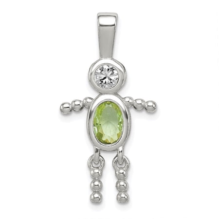 Auriga Fine Jewelry 925 Sterling Silver Rhodium-plated CZ and August Glass Pendant for Women (L - 1.19 inch, W - 15 inch)