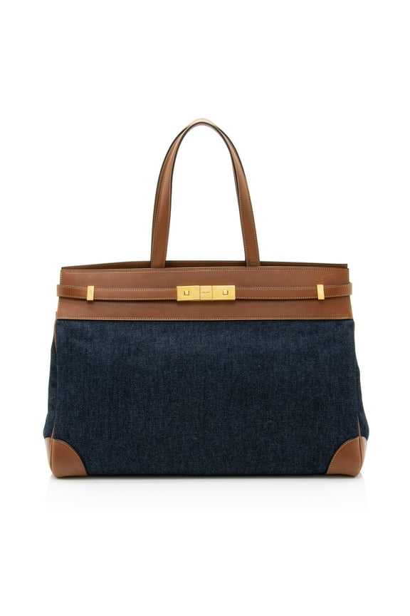 Pre-Owned Saint Laurent Denim Leather Manhattan Medium Satchel
