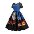 thumbnail image 2 of Gvmfive Halloween Dresses for Women Lace Short Sleeve Vintage Party Swing Dress, 2 of 4