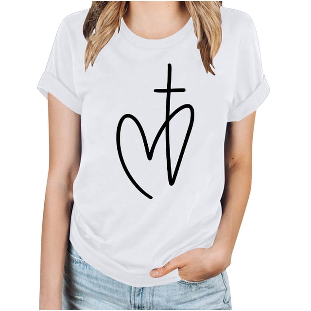 Blouses pour Femmes Hauts Imprimés Manches Courtes Blouse Col Rond T-Shirt Hauts