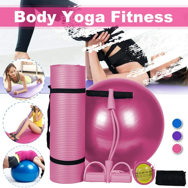 3PCS Yoga Equipment Set Yoga Ball & Yoga Mat & 2-Tube Yoga Strap Elastic  Pull Rope Fitness Equipment Slimming Training 