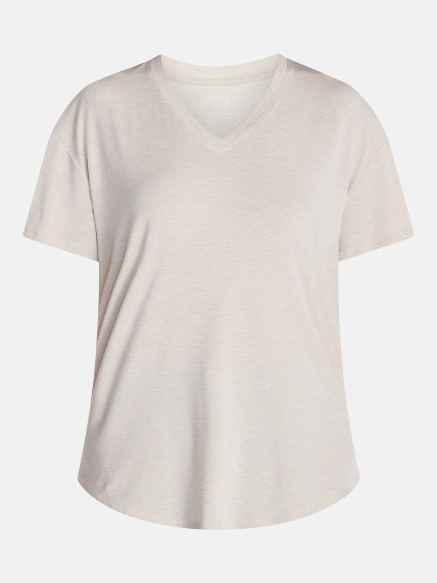 Time and Tru Women's V-Neck Tunic Tee with Short Sleeves, Sizes XS-XXXL