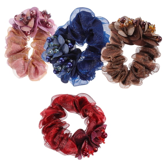 LOLIPPYY 4Pcs Assorted Color Hair Scrunchies with Stretchy Fabric for Elegant Hairstyles and Parties