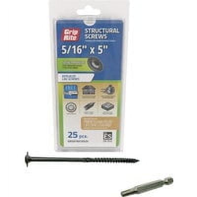 Primesource Grip-Rite PrimeGuard Plus Flat Washer Head Structure Screws 25CT 5/16X5 STRUC SCREW