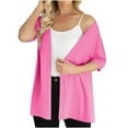 thumbnail image 5 of BXINGOHAI Lightweight Summer Cardigan for Women Short Sleeve Loose Open Front Hot Pink L, 5 of 6