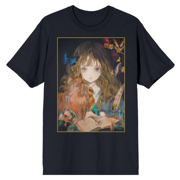 Harry Potter Hermione Granger Crew Neck Short Sleeve Men's Black T-shirt-XL