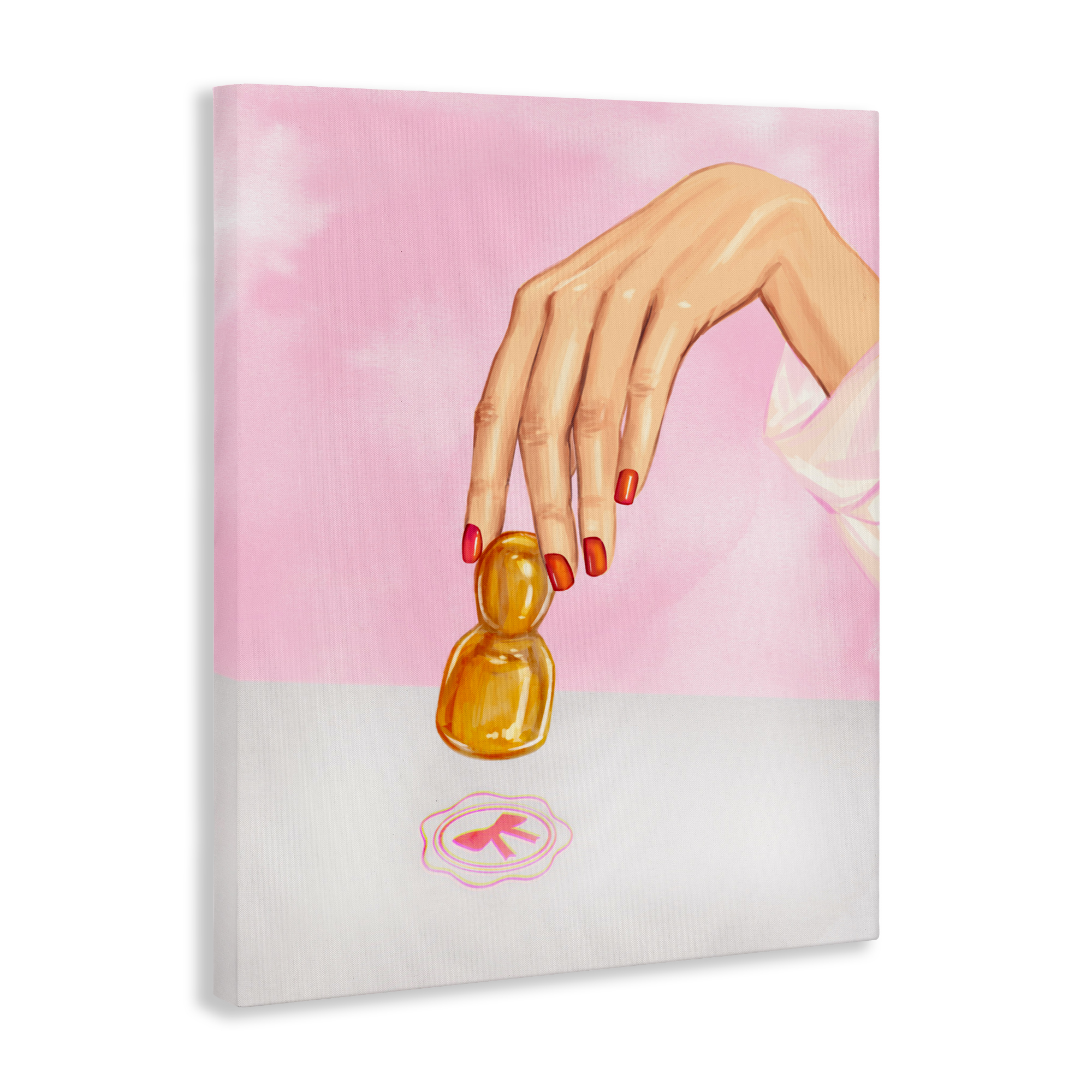Pink Bow Fashion Stamper Canvas Wall Art, design by Ziwei Li
