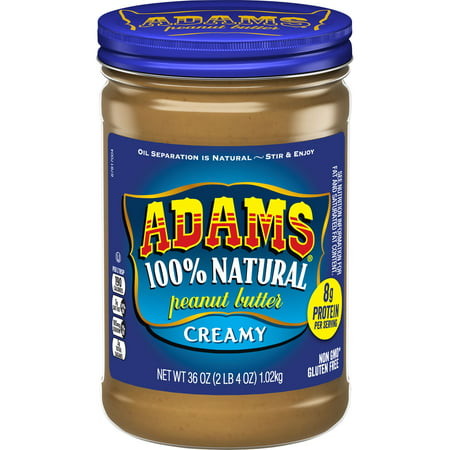 Adams Natural Creamy Peanut Butter, 36-Ounce