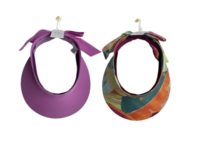 Time and Tru Women's Printed and Solid Sun Visor 2 Pack with Bow Tie BACK, Size: One size, Purple