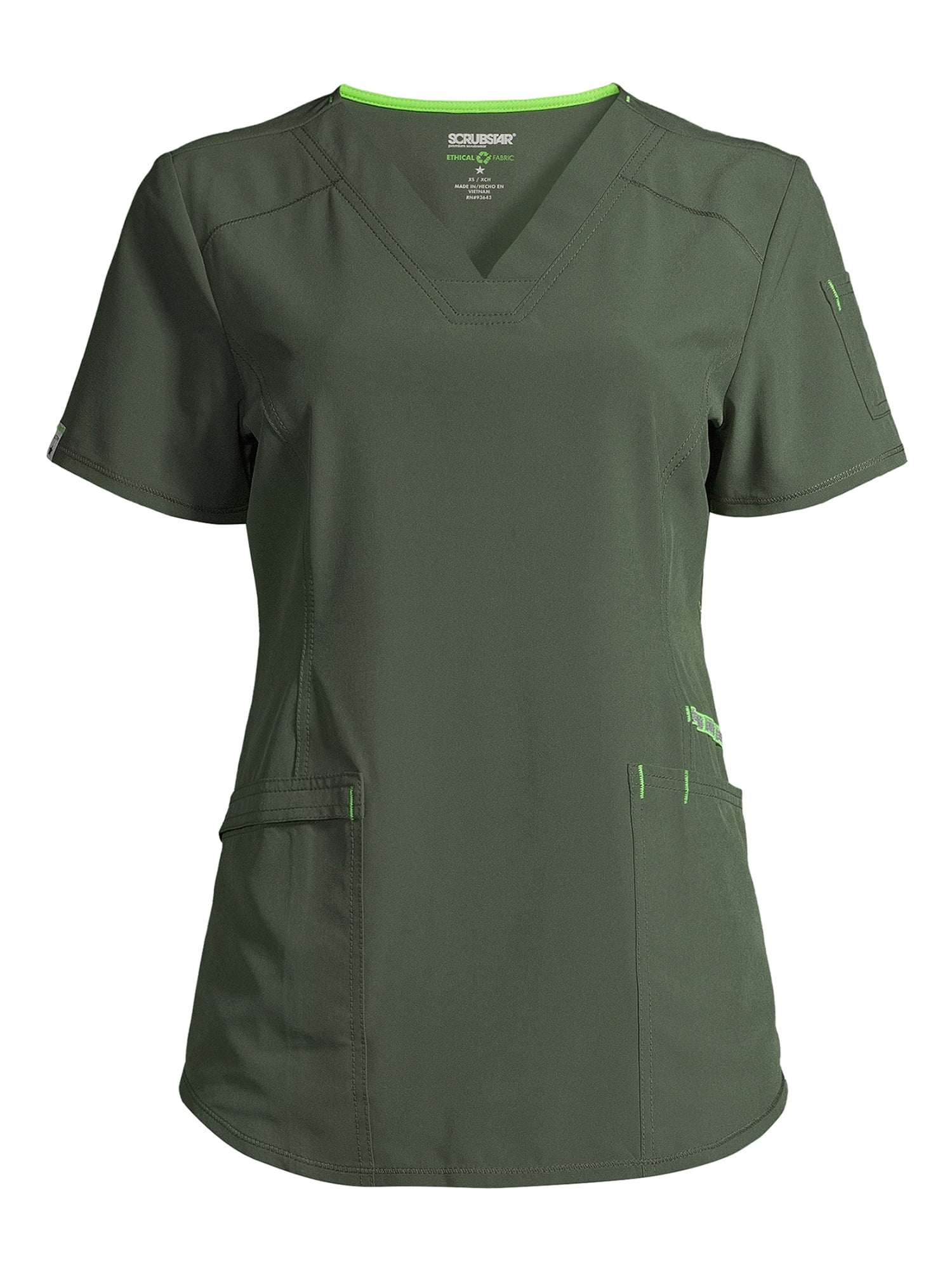 Scrubstar Women's Seasonal Solid Contrast V-Neck Scrub Top