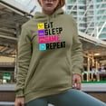 thumbnail image 2 of Eat Sleep Game Repeat, Gamer, Sand Hooded Sweatshirt or Hoodie, 3XL, 2 of 5