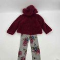 thumbnail image 2 of Pippa & Julie Kid's Faux Fur Hoodie & Floral Print Leggings Set Berry/Grey 4 NWT, 2 of 7
