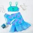 thumbnail image 2 of Chenglor Tail Set For Girls Mermand Mermaiii Merwoman Beauty Fish 3 Piece Girls Swimsuit Bathing Suits Bikini 4 7Y #Sky Blue 5-6 Years, 2 of 7