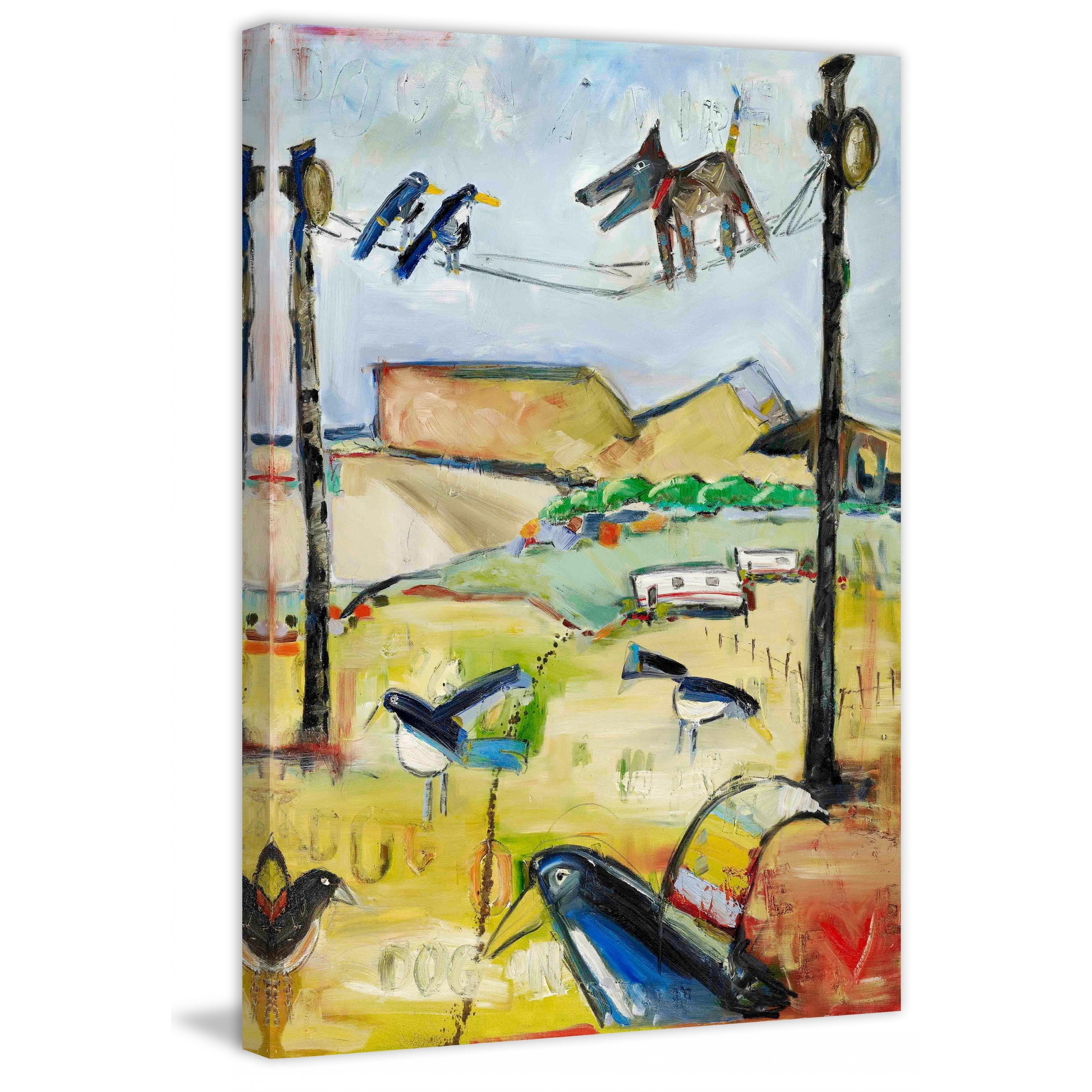 Marmont Hill "Dog on Wire" by Tori Campisi Painting Print on Canvas