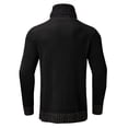 thumbnail image 7 of VNKIDY Men's Sweater Coat Autumn Winter Slim Fit Solid Color Ribbed Knit Sweater Long Sleeve Asymmetrical Collar Contrast Patch Detail Thermal Jumper For Cold Weather Holiday Knitwear, 7 of 7