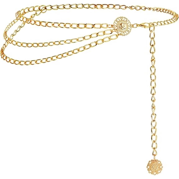 Gold Chain Belt Waist Metal for Women Dress
