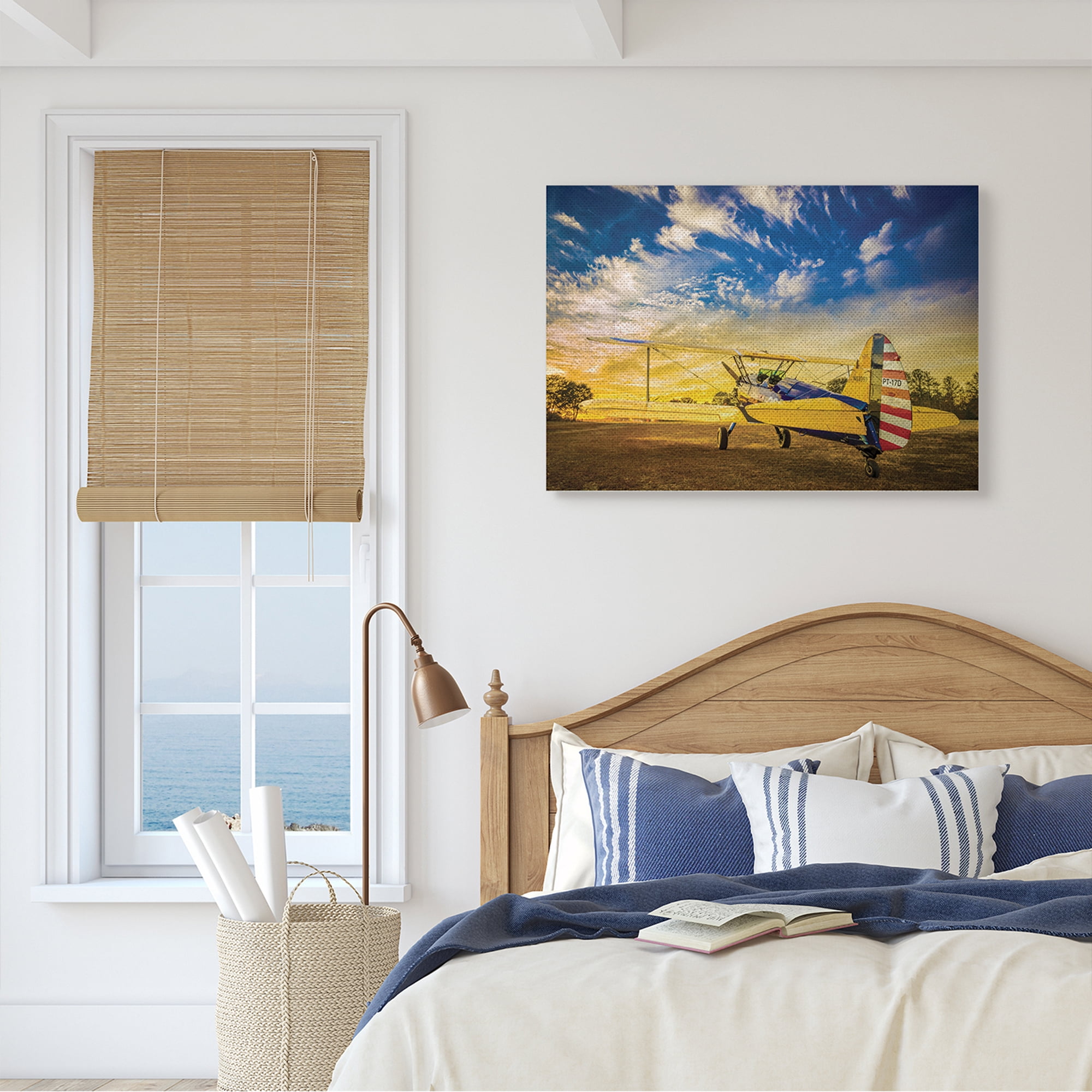 Stupell Industries Americana Plane Open Field Early Evening Sky,24 x 30,Designed by John Slemp