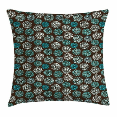 Brown And Turquoise Pillows Brown and Blue Throw Pillow Cushion Cover, Dots Forming Oval Shapes Retro Style Abstract Geometric Vintage, Decorative Square Accent Pillow Case, 16 X 16 Inches, Brown Turquoise White, by Ambesonne ()