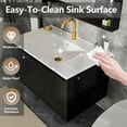 thumbnail image 5 of 30 Inch Bathroom Vanity with Sink Combo, Floating Bathroom Fluted Vanity with Drawers, Modern Wall Mount Storage Cabinet with Ceramic Integrated Sink, Black, 5 of 9