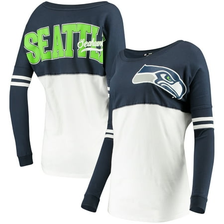 Seattle Seahawks 5th & Ocean by New Era Women's Team Logo Athletic Varsity Long Sleeve T-Shirt - College