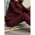 thumbnail image 4 of Conjunto Deportivo de 2 Piezas para Mujer: Sudadera de con Media Cremallera y Pantalón de Chándal Vino Tinto L, 4 of 8