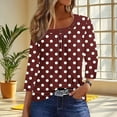 thumbnail image 2 of Ichuanyi 3/4 Length Sleeve Womens Tops Dressy Casual Asymmetrical Neck Buttoned Polka Dot Pullover Tunics Summer Cute Blouses Tees Shirts, 2 of 8